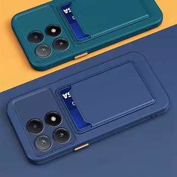 Роскошный мягкий силиконовый чехол-кошелек для Xiaomi 14T 11T 13T Poco C75 M3 M4 Redmi A3 A2 9C 13C 12C 14C Note 8 9 10 11 12 13 Pro, держатель для карт, слот, задняя крышка Xiaomi Poco M4 Pro 5G темно-синий
