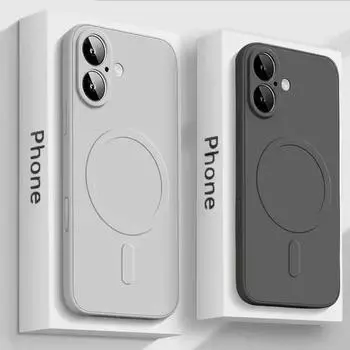 Роскошный мягкий силиконовый чехол Magsafe Liquid для iPhone 16 15 14 13 12 11 Pro Max Plus, прочный магнитный чехол для беспроводной зарядки iPhone 16 Pro Max белый