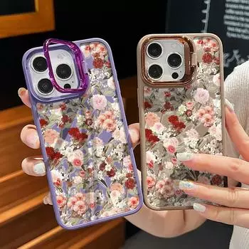 Роскошный мягкий силиконовый чехол с цветочным принтом для iPhone 16 Pro Max 15 14 Pro 13 12 11, защита объектива, противоударный матовый чехол из ТПУ iPhone 16 чёрный