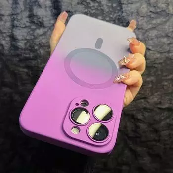 Роскошный мягкий силиконовый чехол с градиентным узором для iPhone 15 14 13 11 12 Pro Max Plus Magsafe, противоударный чехол с магнитной беспроводной зарядкой For iPhone 14Pro Max зелёный/синий