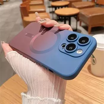 Роскошный мягкий силиконовый чехол с градиентом для Magsafe с беспроводной магнитной зарядкой для iPhone 15 14 12 11 13 Pro Max Plus, матовый цветной чехол For iphone15Proamx