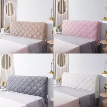 Роскошный мягкий утолщенный бархатный стеганый чехол на изголовье кровати, универсальный короткий плюшевый стеганый чехол на голову кровати, однотонный чехол на спинку W100 x H70cm розовый