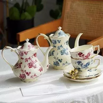 Роскошный набор кофейных чашек с цветами, высококачественные ретро-керамические кофейные чашки, элегантные домашние чайные сервизы, уникальная посуда, подарки