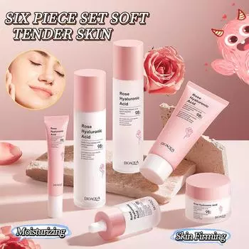 Роскошный набор средств по уходу за кожей Rose Essence Anti-aging Skin Care Set с гиалуроновой кислотой, увлажняющий, против морщин и веснушек, набор из шести предметов