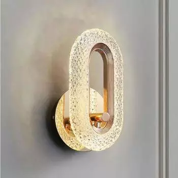 Роскошный настенный светильник для спальни с акриловым абажуром, розовым золотом, металлическим корпусом, светодиодный светильник для домашнего коридора, теплая атмосфера, блеск 7W&Warm light золотистый
