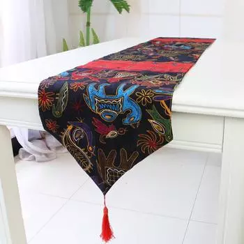 Роскошный настольный флаг в стиле ретро в стиле ретро, хлопковые и льняные скатерти с принтом слона 32x160cm