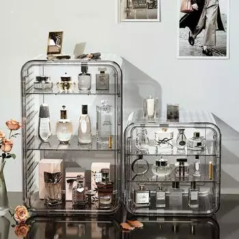 Роскошный настольный ящик для хранения косметики, большой органайзер для макияжа, футляр для хранения ювелирных изделий по уходу за кожей, пыленепроницаемый стеллаж для выставки товаров ручной работы