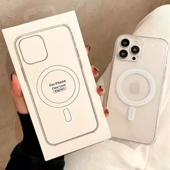 Роскошный не желтеющий прозрачный акриловый чехол для телефона для iPhone 15 14 13 12 11 Pro Max Plus Magsafe, магнитный чехол для беспроводной зарядки For iPhone 15