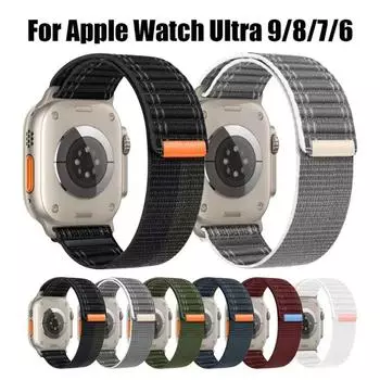 Роскошный нейлоновый ремешок для Apple Watch Ремешок 46 мм 49 мм 45 мм 44 мм 42 мм 41 мм 40 38 мм Браслет для iWatch Ultra 2 Series 10 9 8 7 6 SE Correas 38/40/41mm белый