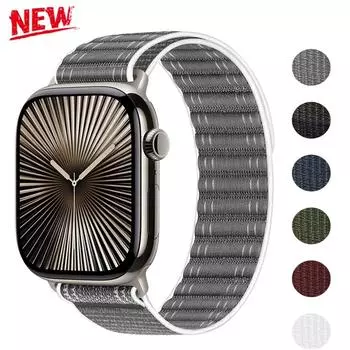 Роскошный нейлоновый ремешок для Apple Watch S10 46 мм 42 мм, спортивный ремешок с плетением для iWatch Series 10 9 8 7 Ultra 2 49 мм 45 мм 44 мм 42 мм 41 40 38 мм браслет 38/40/41mm белый