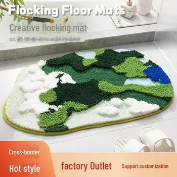 Роскошный нескользящий коврик для ванной из микрофибры с эффектом флокирования Moss 40x60 cm