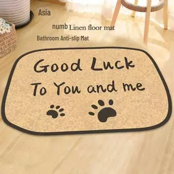 «Роскошный нескользящий впитывающий льняной коврик с мультяшным принтом для гостиной, спальни или ванной комнаты» 40x60 cm