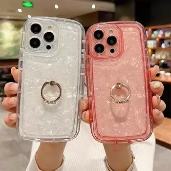 Роскошный невидимый складной чехол-держатель с кольцом для iPhone 14 13 12 11 12pro 13pro Max, мягкая задняя крышка ярких цветов For iPhone 14Pro Max