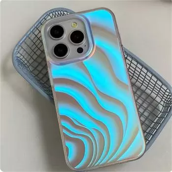 Роскошный новый мягкий жесткий чехол Wave Laser для iPhone 15 14 13 12 11 Pro Max plus, однотонный защитный чехол-бампер от падения iPhone 15 Pro Max