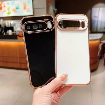 Роскошный однотонный глянцевый мягкий чехол TPU для Google Pixel 9 Pro XL 8 Pro 7A, ультратонкое покрытие, защита линз, противоударный глянцевый чехол для телефона Google Pixel 9 белый