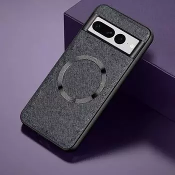 Роскошный однотонный противоударный гибридный чехол из ТПУ с крестовой текстурой для телефона Magsafe для Google Pixel 8 7 6 Pro Google Pixel 7 чёрный