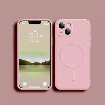 Роскошный однотонный ударопрочный магнитный силиконовый чехол для беспроводной зарядки Magsafe для iPhone 16 15 14 Pro Max 13 12 11 Pro XR 7 8 Plus iPhone 14 Pro Max чёрный