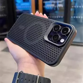 Роскошный охлаждающий дышащий чехол для телефона Magsafe для iPhone 16 15 14 Plus 13 12 11 Pro Max с сетчатой магнитной подкладкой для рассеивания тепла For iPhone 16 Pro Max белый