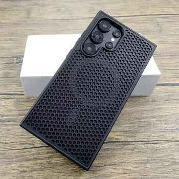 Роскошный охлаждающий теплоотводящий магнитный чехол Magsafe для телефона Samsung Galaxy S25 S24 S23 S22 Ultra FE Plus, дышащая сетчатая крышка For Samsung S24 Ultra белый