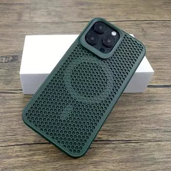 Роскошный охлаждающий теплоотводящий магнитный чехол Magsafe для iPhone 16 15 14 Plus 13 12 11 Pro Max дышащая сетчатая крышка For iPhone 16 Pro Max белый