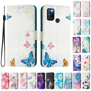 Роскошный окрашенный кожаный чехол-книжка The Butterfly Family для Oppo A72/A52/A92 4G, A36 4G, Reno 8/9, Realme 8/9/10/11/12... Oppo A72 разноцветный