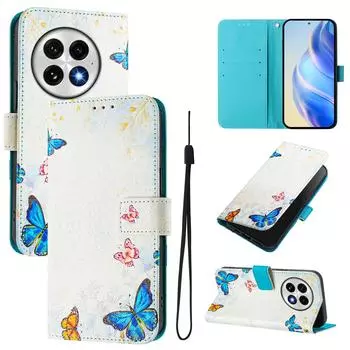 Роскошный окрашенный кожаный чехол-кошелек Butterfly Family из искусственной кожи в стиле книги для Oneplus 9R, 8T, Nord CE2 5G, Nord 2T, Nord N300, Oneplus 11 12... Oneplus 9R белый