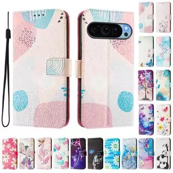 Роскошный окрашенный кожаный чехол-кошелек в стиле книги Color Puzzle для Google Pixel 5,5a 5G /6,6a,6 Pro/ 7,7a,7 Pro/ 8,8a,8 Pro /9,9 Pro,9 Pro XL Google Pixel 4a 5G разноцветный