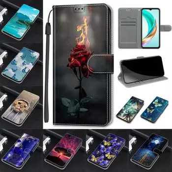 Роскошный окрашенный кожаный чехол-кошелек в стиле книги, защитный чехол для Honor X6B X7B X8B X6A X8A X9A X50/Honor 200 Magic6 Honor90 Huawei P20 P30 Mate60 Huawei Maimang 7