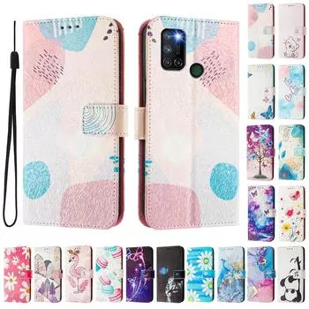 Роскошный окрашенный кожаный чехол-кошелек в стиле книги с цветной головоломкой для Oppo A72/A52/A92 4G,A36 4G,Reno 8/9,Realme 8/9/10/11/12... Oppo A72 разноцветный