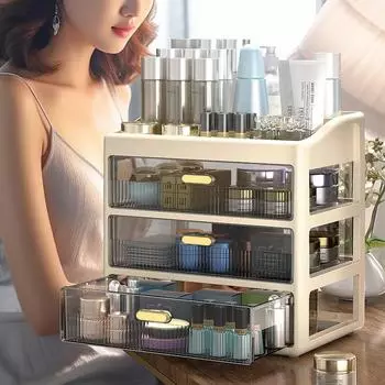 Роскошный органайзер для косметики, ящик для хранения ювелирных изделий, косметический ящик, кисточка для макияжа, держатель для помады, настольный косметический набор