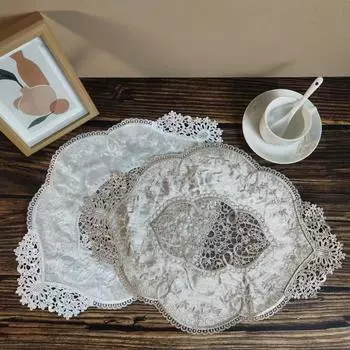 Роскошный овальный европейский бархатный тканевый вышитый коврик для стола подставка под стакан бонсай шкафчик вазы и цветочные горшки крышка украшение для чайной вечеринки Oval 32x44cm