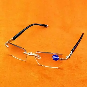 Роскошный пакет Бизнес-очки для чтения без оправы для руководителя +1 +1,5 +2 +2,5 +3 +3,5 +4 +0.75 серебряный