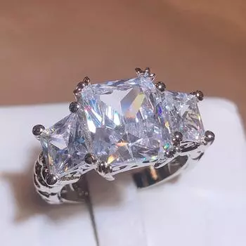 Роскошный пасьянс, женское кольцо, обручальное предложение, кольца для подруги, подарок на годовщину, простой и классический ювелирный браслет для помолвки и предложения 6 белый