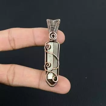 Роскошный пирит, целебный кристалл, драгоценный камень, кулон ручной работы из чистой медной проволоки, ювелирный кулон 2.56 inches жёлтый