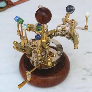 Роскошный планетарий, золотое и серебряное покрытие, произведение искусства для книжных полок, латунный и стальной планетарий, функциональная модель Солнечной системы