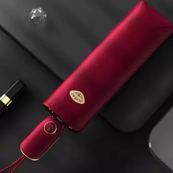 Роскошный плоский зонт для женщин, защита от ультрафиолета, складной милый зонт от солнца для девочек, ветрозащитный летний автоматический зонт-парасоль красный