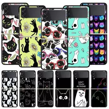 Роскошный подарочный чехол для телефона Samsung Galaxy Z Flip 4 Fold Hard PC Shell для Samsung Z Flip 3 5G Cover Fashion Cute Cat Aesthetics Galaxy Z Flip 4