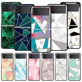 Роскошный подарочный чехол для телефона Samsung Galaxy Z Flip 4 Fold Black Hard Shell для Samsung Z Flip 3 5G Cover Couqe Cute Marble Fashion Galaxy Z Flip 3