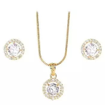 Роскошный подарочный набор ювелирных украшений с подвесками для женщин, девочек и для нее | Подвеска с 2 серьгами, 10 вариантов цвета и дизайна, огранка «Принцесса» золото-серебро