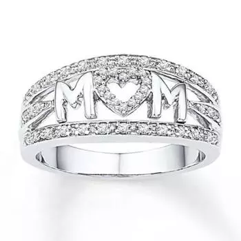 Роскошный подарок на День матери MOM Mom Ring Diamond Heart Женское кольцо No. 5 белого золота