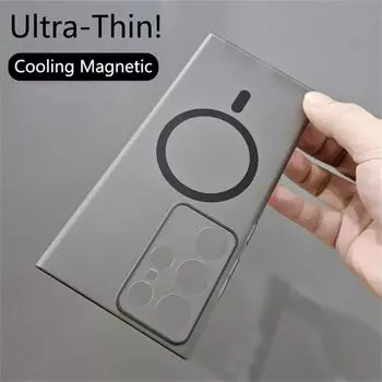 Роскошный полупрозрачный тонкий матовый чехол Magsafe Magnetic Case для Samsung Galaxy S25 S24 S23 S22 Ultra Plus Wireless Charging Matte Cover For Samsung S23 Ultra белый