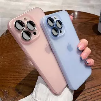 Роскошный полупрозрачный ультратонкий матовый чехол для Iphone 13 12 11 14 Pro Max 13pro 14, металлическое стекло, защитная пленка для камеры, ощущение кожи For iPhone 12