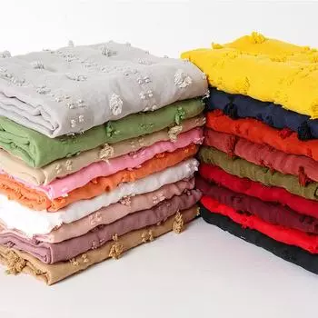 Роскошный помпон хлопковый хиджаб шарф женский длинный платок мусульманская повязка на голову макси исламский Sjaal Femme Bufandas 185*80 см