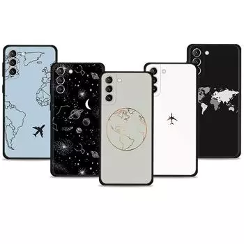 Роскошный популярный силиконовый чехол с дизайном карты самолетов для Samsung S21 Plus S20 FE 2022 S9 S10e S22 Ultra 5G S10 S8 S7 Coque Samsung S22 5G