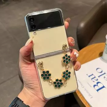Роскошный портативный чехол-браслет со стразами для Samsung Galaxy Z Flip 3 4 5g, прозрачный жесткий чехол для ПК For Samsung Z Flip 4