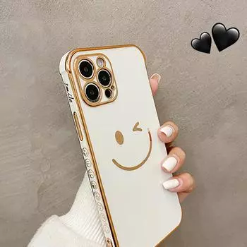 Роскошный позолоченный чехол-бампер с милым смайликом для Iphone 13 12 11 Pro Xs Max X Xr 7 8 Plus, мягкий силиконовый защитный чехол For iPhone SE 2020
