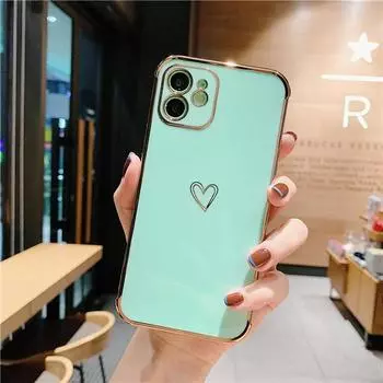 Роскошный позолоченный чехол для телефона с сердечком для iPhone 14 13 12 11 Pro X XR XS Max Mini 7 8 Plus SE, защитный чехол для объектива For iPhone 14 Plus