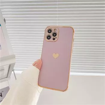 Роскошный позолоченный чехол с сердечком для iPhone 11 13 14 Pro XR XS Max 12 Mini SE3 7 8 Plus, мягкий бампер, противоударный силиконовый чехол For iPhone 13