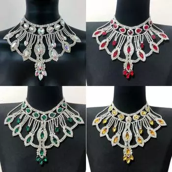 Роскошный преувеличенный AB кристалл кулон капли воды блестящий горный хрусталь ожерелье большое свадебное ожерелье красный