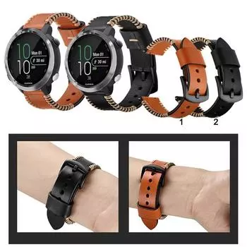 Роскошный прочный кожаный ремешок 22 мм для Garmin Forerunner 255 745 955 для Garmin Venu 2, аксессуары для часов 22mm for garmin чёрный